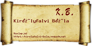 Királyfalvi Béla névjegykártya