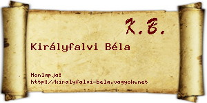 Királyfalvi Béla névjegykártya