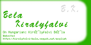 bela kiralyfalvi business card